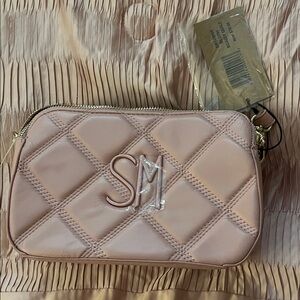 Quilted Blush Pink Crossbody Bag with SM Logo